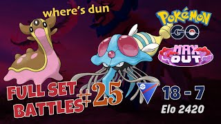 DunsparceGastrodonTentacruel Full Set Battles 25 Pokemon Go PVP  Max Out [upl. by Notyap735]