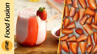 Freezing Strawberries amp Making a Perfect Strawberry Shake Recipe by Food Fusion [upl. by Maleki]