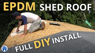 How to fit an EPDM shed roof EPDM membrane installation Rubber shed roof replacement amp install [upl. by Nidya638]