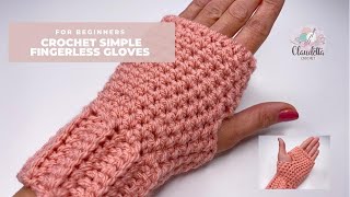 CROCHET simple FINGERLESS GLOVES [upl. by Vaish875]