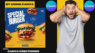 Make a KFC BURGER Post  By using Canva  Hotel post By using Canva  only in 4 Minutes [upl. by Thamora242]