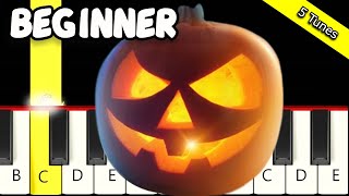 5 Famous Halloween Tunes  Scary and Spooky  Easy Piano Tutorial  Beginner [upl. by Coyle]