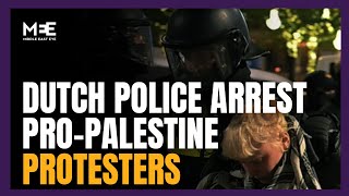 Dutch police arrest protestors at proPalestine rally in Amsterdam banned by authorities [upl. by Ekyt]