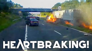 UNBELIEVABLE UK LORRY DRIVERS  Dangerous Overtake Causes Crash Idiot Brake Check TBoned 20 [upl. by Kelton765]