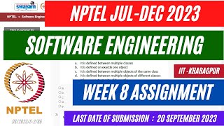 NPTEL Software Engineering Week 8 Assignment Solutions 2023  Jul  Dec 2023  OPEducore [upl. by Alol]