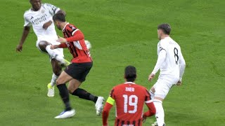 VAR ignores Aurélien Tchouaméni red card tackle on Álvaro Morata vs Real Madrid vs AC Milan UCL 2024 [upl. by Lagiba]