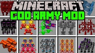 Minecraft GOD ARMY MOD  BUILD TO SURVIVE AGAINST ARMY OF MOBS  Modded MiniGame [upl. by Sutsuj]