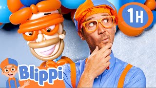 Blippi Learns Colors with Balloons at Amys Playground  1 HOUR OF BLIPPI TOYS [upl. by Akinek940]