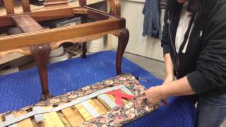 Chippendale Settee Upholstery Repair  Liberty Bell Furniture Repair amp Upholstery Portland Maine [upl. by Yesac]