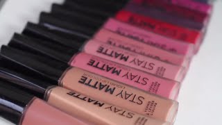 RIMMEL STAY MATTE LIQUID LIPSTICK SWATCHES amp REVIEW [upl. by Amian]