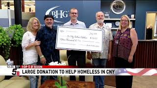 WTVH CBS 5 quotLarge Donation to Help the Homeless In CNYquot [upl. by Nylteak]