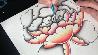 Chill Morning Peony Painting Timelapse [upl. by Darline359]