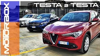 Alfa Stelvio vs Mercedes GLC Coupé vs BMW X4  Tutti contro il Biscione [upl. by Leorsiy295]