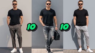 10 Pantalones que Combinan Perfecto con Camisetas PLAYERAS Negras Looks para Hombre [upl. by Lati668]