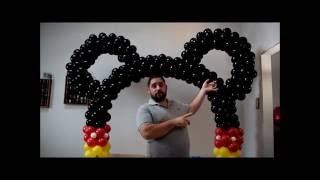 mickey mouse balloon arch tutorial no helium required DIY how to video [upl. by Kanter]