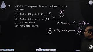 Cumene or isopropyl benzene is formed in the reaction [upl. by Phillipp]