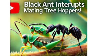 Black Ant Interrupts Mating treehoppers [upl. by Aynekat391]