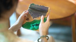 Kalimba 21 Key Blue Ocean Whale Flat Board Maple Hluru [upl. by Nosmoht]