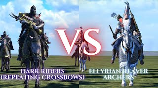 WARHAMMER III Total War  Dark Riders Repeating Crossbows VS Ellyrian Reaver Archers [upl. by Smukler8]