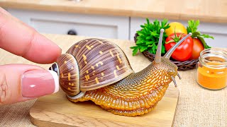 Miniature Escargot Delight Creamy Snail with Cheddar Cheese Recipe  Relaxing ASMR Cooking [upl. by Harwin]