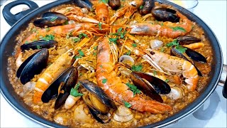 البايلا الإسبانية مثل المطاعم 🍽️ بكل اسرارها وتفاصيلها🦐 أروع و ألذ بايلا بفواكه البحر رهيبة ومميزة😉👌 [upl. by Carissa]