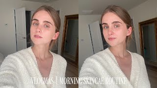 vlogmas day 17  morning skincare routine  how i prep my skin for makeup [upl. by Ellerrehc672]