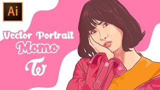 Vector Portrait in Adobe Illustrator  Momo Twice [upl. by Quinton]