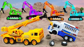 JCB Excavator Crane Truck Construction Vehicles rescue Police Car  DIY Car toy for kids [upl. by Yllah]