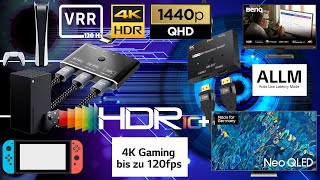 4k120Hz HDMI 21 Splitter für PS5 und X Box Series X Mit VRR ALLM HDR [upl. by Aiekat]