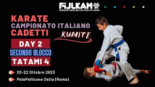 Karate  Campionato Italiano Cadetti 2023  Day2 Kumite  secondo blocco  Tatami4 [upl. by Barling422]