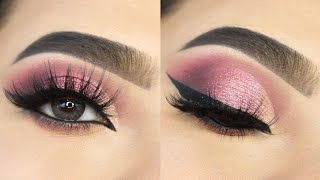 Soft Glitter Pink Cut Crease eye Makeup  How to CUT CREASE  Detail Eye Makeup Tutorial  Shilpa [upl. by Wightman118]