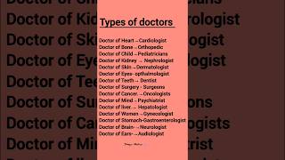 Types of doctors ytshorts shorts [upl. by Ianej]