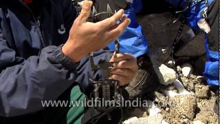 Sherpas check Koflach boots and crampons at Base Camp [upl. by Adner]