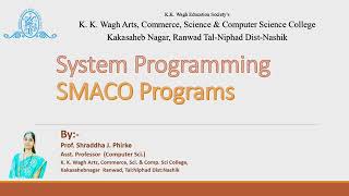 System Programming  SMACO machine and SMACO program with example [upl. by Pacificia]