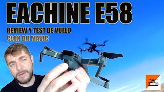 EACHINE E58 Clon Dji Mavic altitude hold Fpv Review y test español [upl. by Ajak]