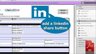 How to add a linkedin share button to PDF document by using Adobe Acrobat Pro [upl. by Adnuahs]