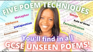 Five Literature Techniques Youll Find In ANY Unseen Poem  GCSE Poetry Devices  Free Revision Pack [upl. by Eiclek]