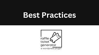 Best Practices for The Raffle Ticket Generator [upl. by Ainaled]