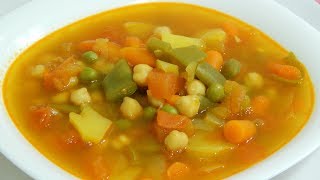 Receta fácil y rápida de sopa de verduras con garbanzos [upl. by Eliezer]