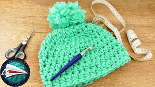 Gorro tejido  tutorial sencillo con lana gruesa  Pompón hecho en casa  Gorro para invierno [upl. by Cordalia]