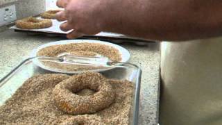 EASY How to make Turkish Simit at Home Recipe  Evde Simit Yapimi Tarifi  COATING with sesame seeds [upl. by Yelsgnik69]