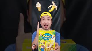 Ice Cone Snack Pororo asmrmukbang makansesuaiemoji pororoeskrim pisang bananachacha [upl. by Ingles]