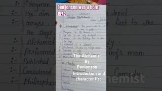 The alchemist by ben jonson  introduction amp character list  ma best notes [upl. by Elleina281]