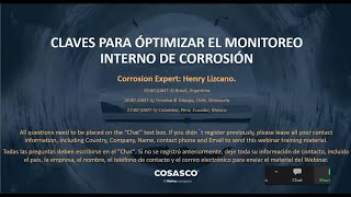 Webinar CLAVES PARA OPTIMIZAR EL MONITOREO INTERNO DE CORROSIÓN – PARTE 1 [upl. by Garmaise]