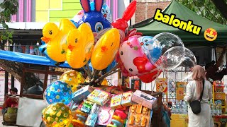 ADEK CINTA BELI BANYAK BALON KARAKTER BEBEK KUCING LUCU KELINCI 🐣🐰😹 VLOG CINTA [upl. by Anniahs]