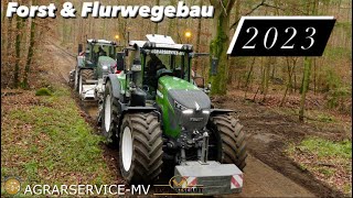 Forst amp Flurwegebau mit AgrarserviseMV 3 Fendt Traktoren im Einsatz Lohnauftrag Forstwege erneuern [upl. by Brottman176]