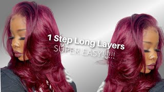 ♡ The Basics  1Step Long Layers  Affordable 99J Burgundy Wig Incolorwig [upl. by Peddada11]