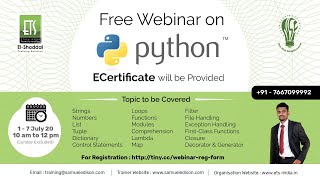 Live  Python Webinar  Python Programming for Beginners  Python Tutorial  Day 11720 to 7720 [upl. by Kcirdot]