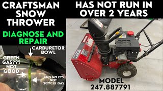 Craftsman Snow Thrower Will Not Start after sitting for over 2 years [upl. by Ailec]