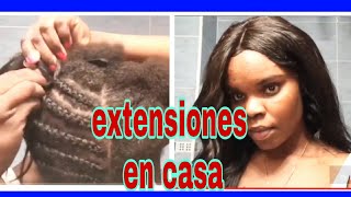 COMO PONERTE LAS EXTENSIONES COSIDAS EN CASA [upl. by Torbert]